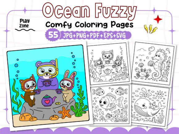 Adult Ocean Fuzzy Comfy Coloring Pages Graphics
