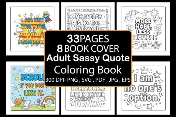 Adult Sassy Quote Coloring Pages & Graphics