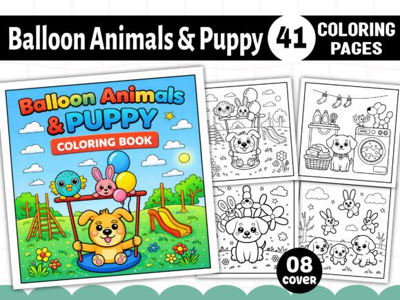 Balloon Animals Puppy Coloring Pages