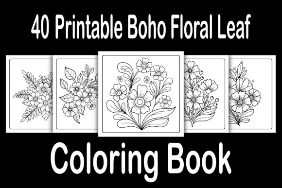 Boho Floral Leaf Coloring Pages Graphics