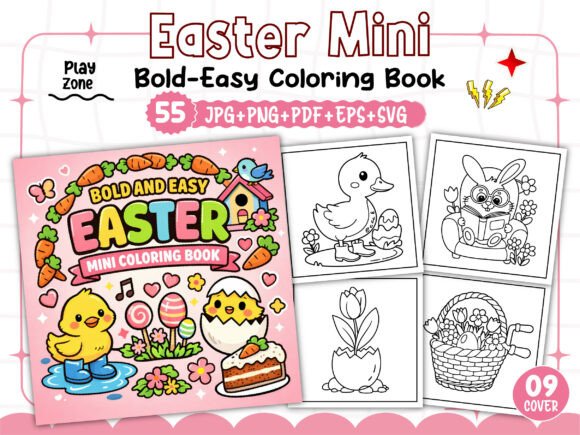 Bold and Easy Easter Mini Coloring Pages: Graphics & Coloring Pages