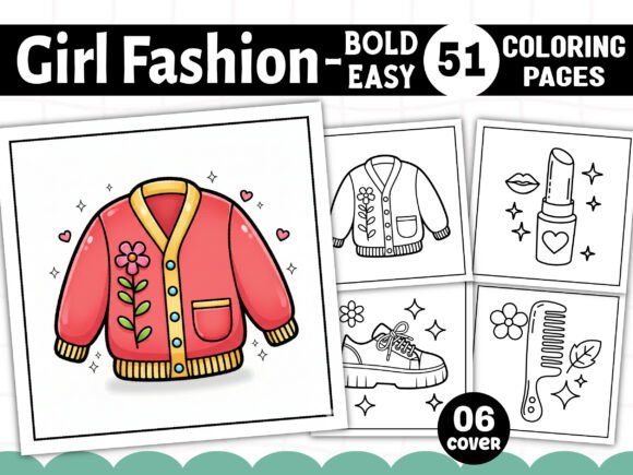 Bold and Easy Girl Fashion Coloring Pages & Graphics