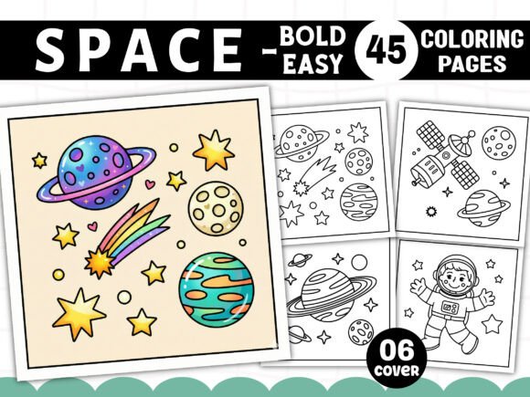 Bold and Easy Space Coloring Pages Graphics