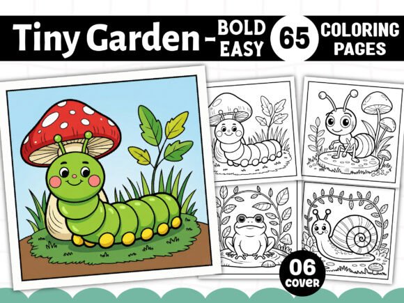 Bold and Easy Tiny Garden Coloring Pages Graphics