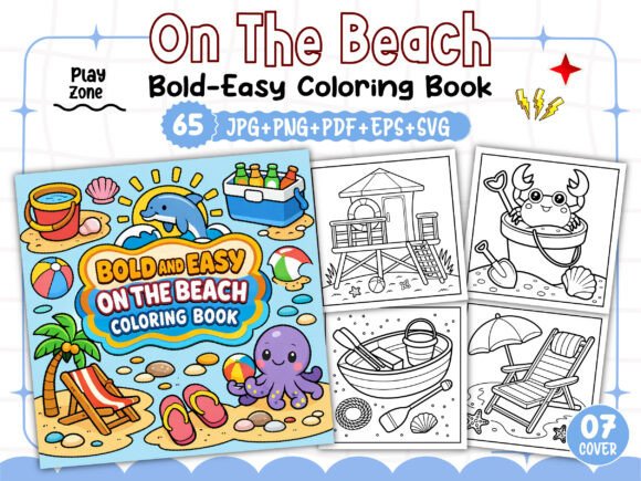 Bold Easy on the Beach Coloring Pages & Graphics