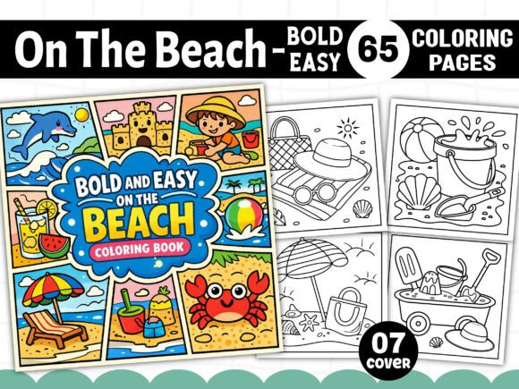 Bold Easy on the Beach Coloring Pages & Graphics