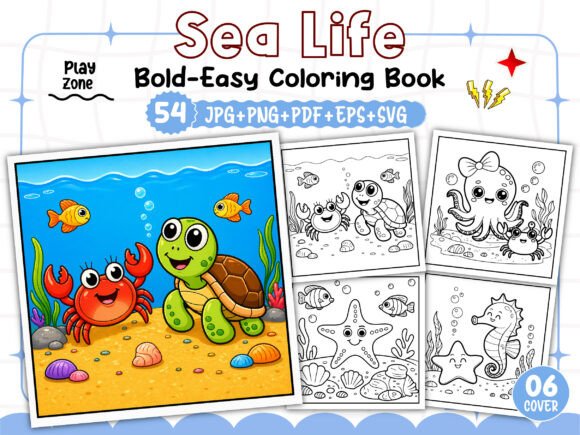 Bold Easy Sea Life Coloring Book: Graphics & Coloring Pages
