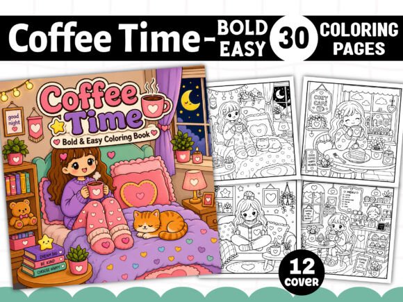 Coffee Time Story Coloring Pages Graphics