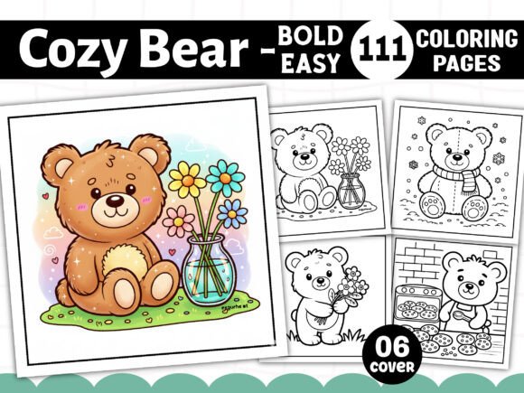 Cozy Bear Coloring Book Bold and Easy