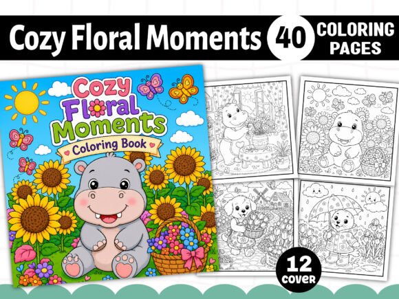 Cozy Floral Moments Coloring Pages Graphics