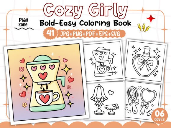 Cozy Girly Coloring Pages Bold and Easy Graphics