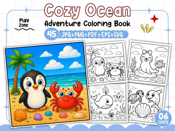 Cozy Ocean Adventure Coloring Pages Graphics