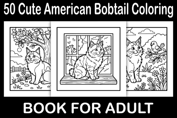 Cute American Bobtail Coloring Book