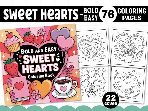 Cute Easy Sweet Hearts Coloring Pages Graphics