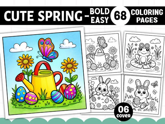 Cute Spring Kids Coloring Pages Graphics