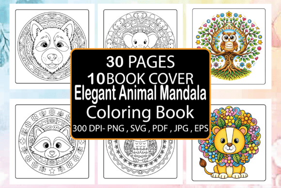 Elegant Animal Mandala Coloring Pages & Graphics
