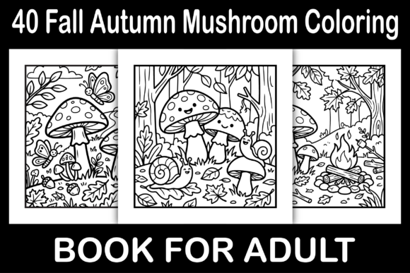 Fall Autumn Mushroom Coloring Pages Graphics