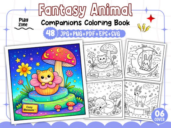 Fantasy Animal Companions Coloring Pages Graphics