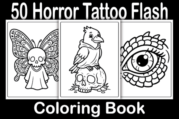 Horror Tattoo Flash Coloring Pages & Graphics