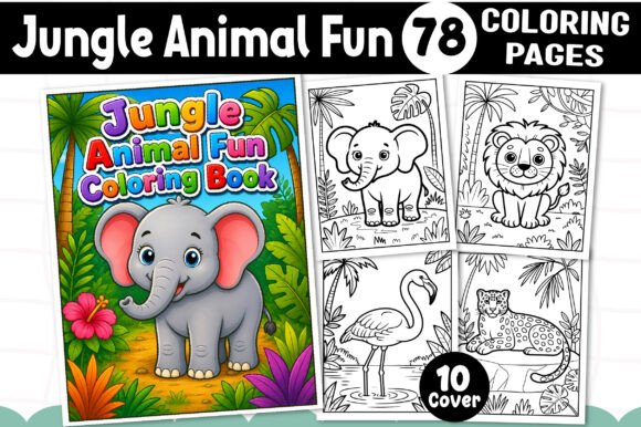 Jungle Animal Fun Coloring Pages Graphics