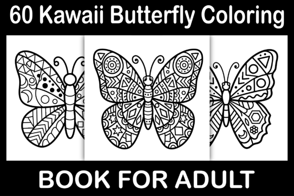 Kawaii Butterfly Coloring Book: Graphics & Coloring Pages