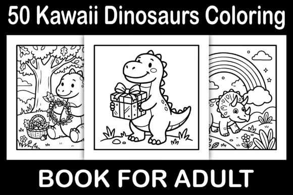 Kawaii Dinosaurs Coloring Book: Graphics & Coloring Pages