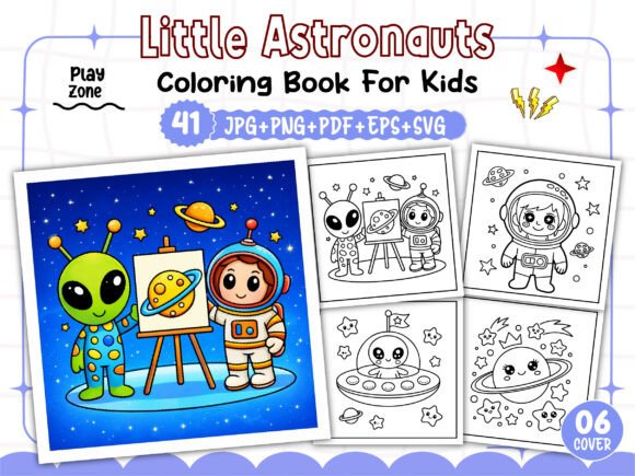 Little Astronauts Coloring Pages & Graphics