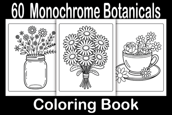 Monochrome Botanicals Coloring Pages Graphics