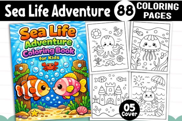 Sea Life Adventure Coloring Pages Graphics