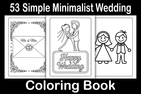 Simple Minimalist Wedding Coloring Pages & Graphics