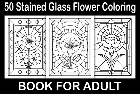 Stained Glass Flower Coloring Pages Graphics
