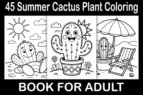 Summer Cactus Plant Coloring Book: Graphics & Coloring Pages