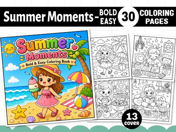 Summer Moments Bold Easy Coloring Pages Graphics